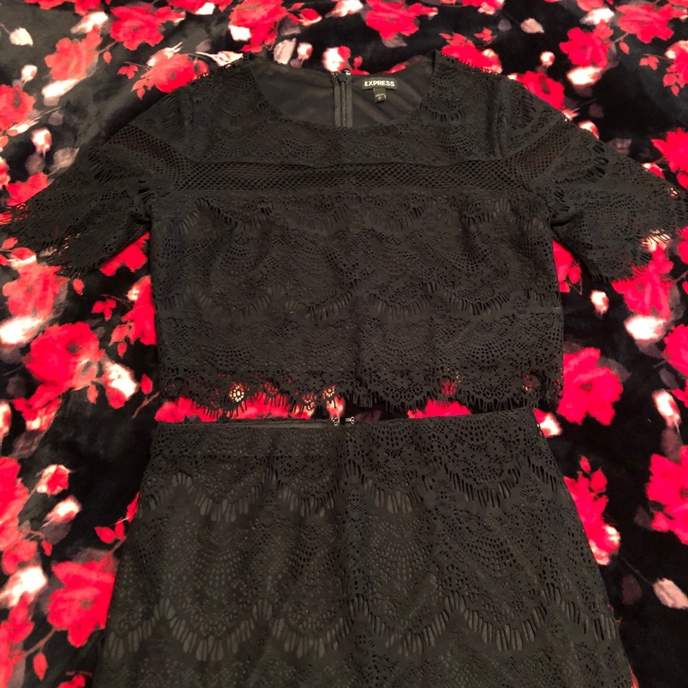 Express Black Lace Two Piece Set